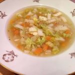 Clear winter vegetable soup.